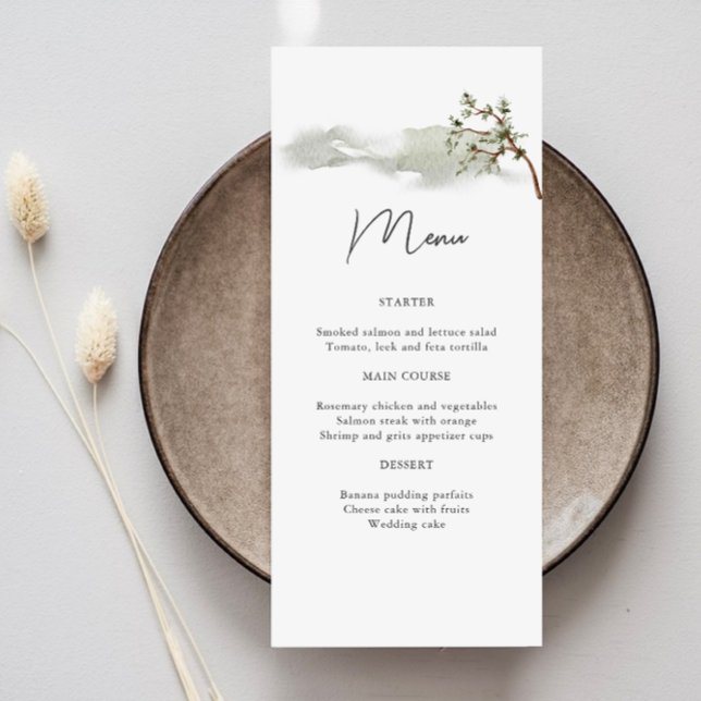 Menu Misty Mountain Pine branch Wedding (Créateur téléchargé)