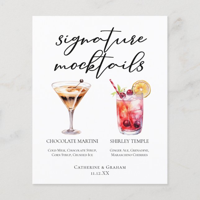 Menu Mocktails Shirley Temple Martini au Chocolat (Devant)