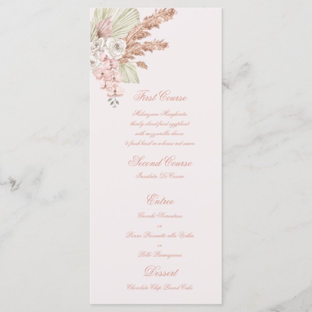 Menu Modèle de menu Boho rose clair (Devant)