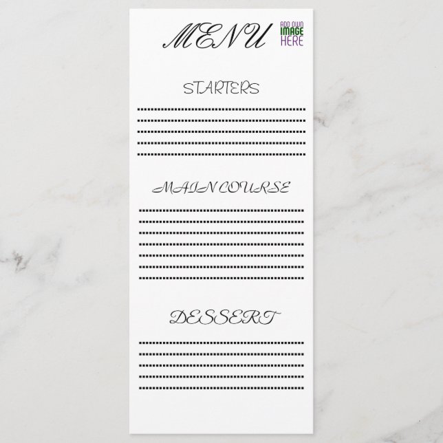 MENU MODELE DE TEXTE D'IMAGE BLANC SIMPLE ÉDITABLE MODE (Devant)