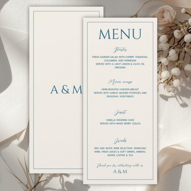 Menu Modern beige blue minimalist wedding (Créateur téléchargé)