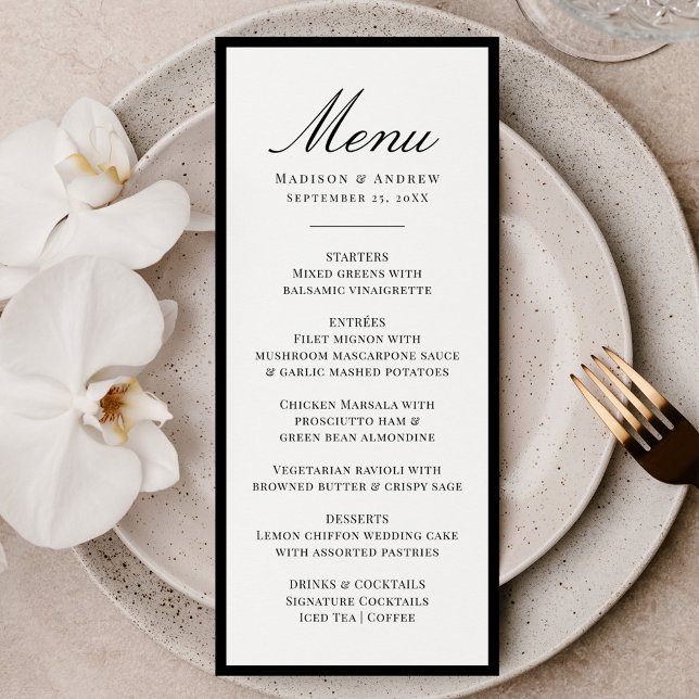 Menu Modern Black Border Wedding (Créateur téléchargé)