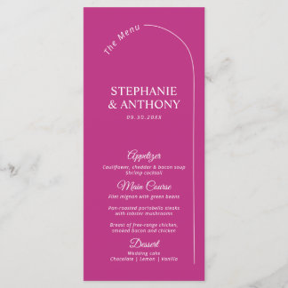 Menu Modern Minimal Magenta with Arch Wedding 