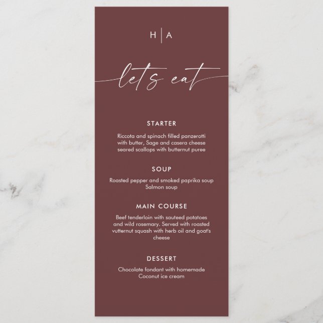 Menu Modern Minimalist Handwriting Wedding Dinner  (Devant)