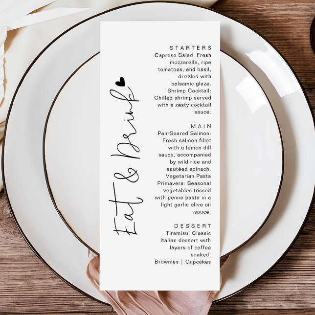 Menu Modern Script Typography | Eat & Drink Wedding (Créateur téléchargé)