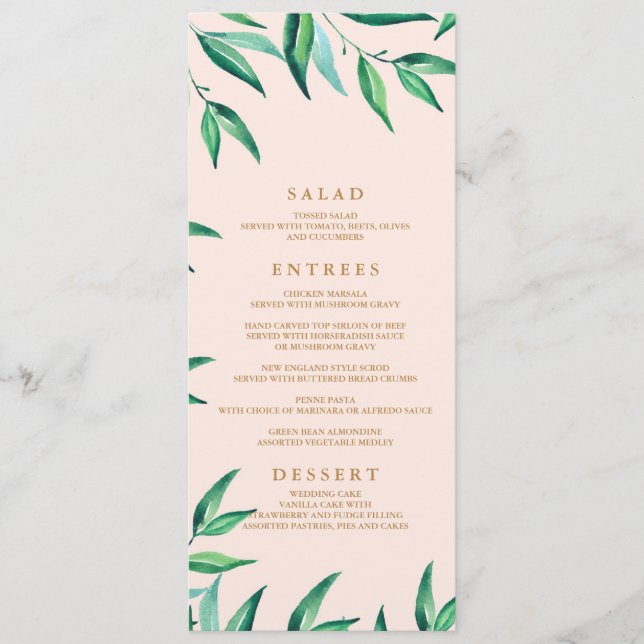 Menu Modern Tropical Beach Wedding (Devant)