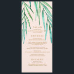 Menu Modern Tropical Beach Wedding<br><div class="desc">De magnifiques invitations à des mariages tendance avec un motif de fougères tropicales. Tout le texte en or fait que ce design se démarque vraiment. Parfaits pour un mariage à la plage ou à la destination,  ils sont classiques et élégants avec une touche chic côté océan.</div>