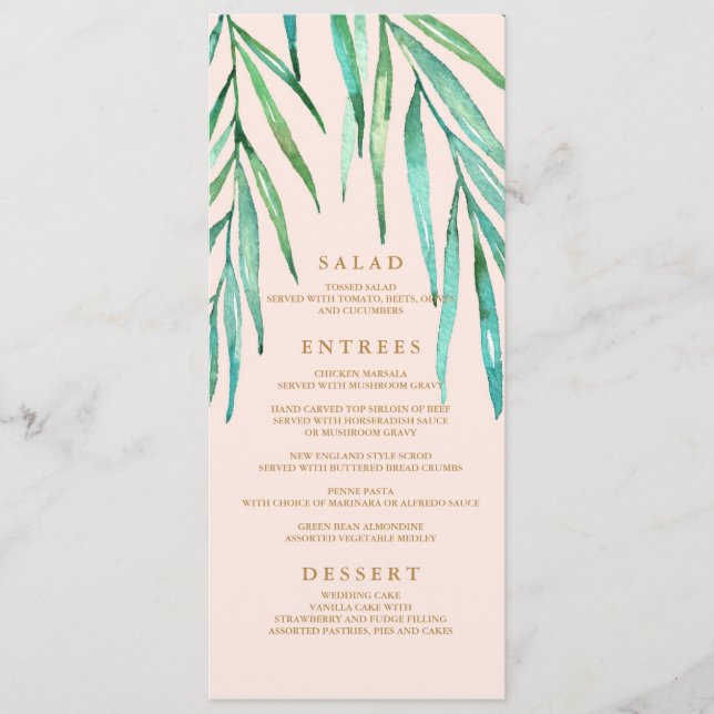 Menu Modern Tropical Beach Wedding (Devant)