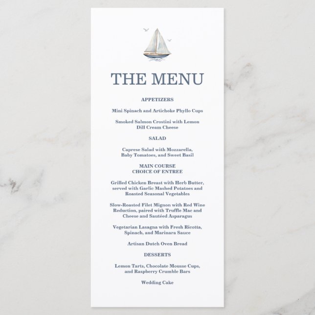 Menu Modern Watercolor Coastal Seascape Wedding (Devant)