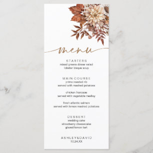 Menu Moderne Automne Bohème Terracotta Floral Automne M