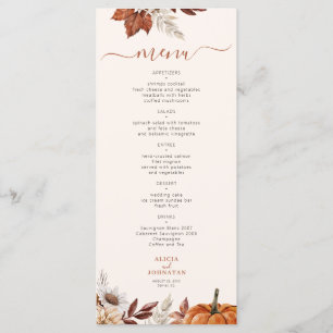 Menu Moderne automne terre cuite feuillage ivoire maria