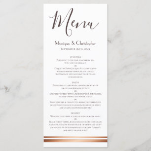 Menu moderne blanc et Mariage en cuivre