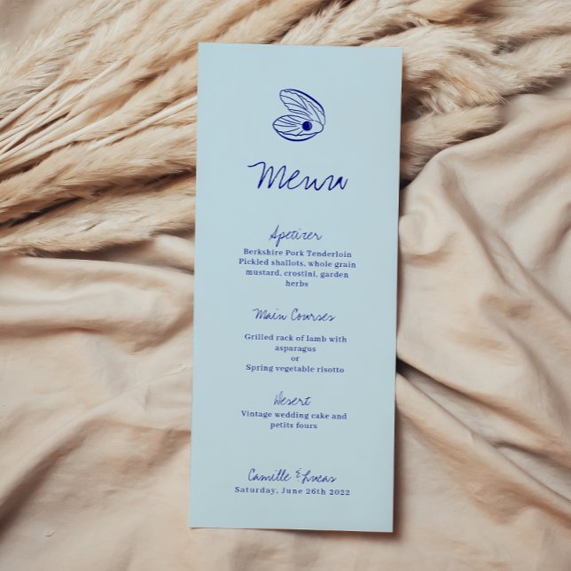 Menu moderne Blue Mediterranean Shell Mariage (Créateur téléchargé)