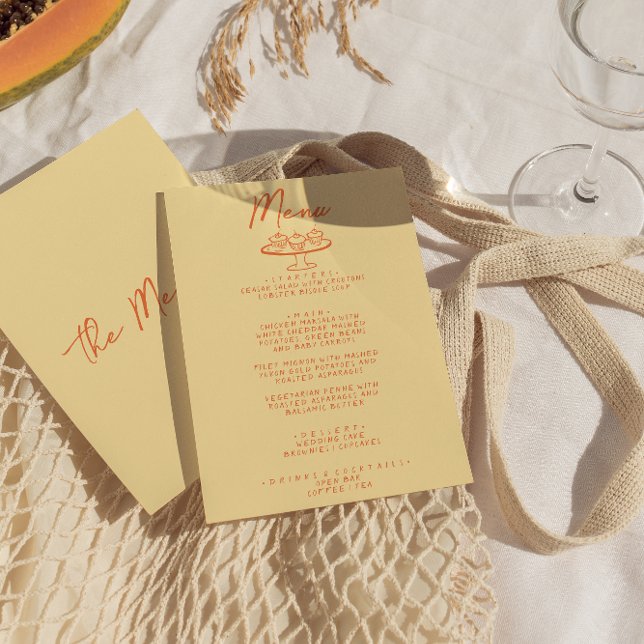 Menu Moderne Bright Colorful Main tiré Mariage rétro (Créateur téléchargé)