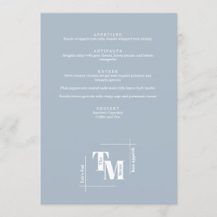 Menu Moderne Chic Dusty Bleu Minimal Merci Mariage