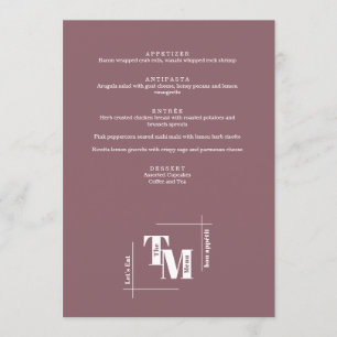 Menu Moderne Chic Dusty violet minimaliste Merci Mariag