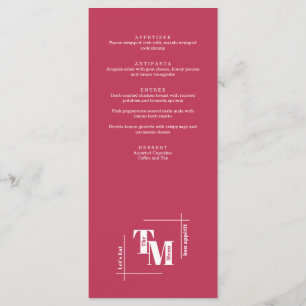 Menu Moderne Chic Viva Magenta Minimal Merci Mariage