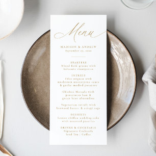 Menu Moderne Elegant Mariage de calligraphie or