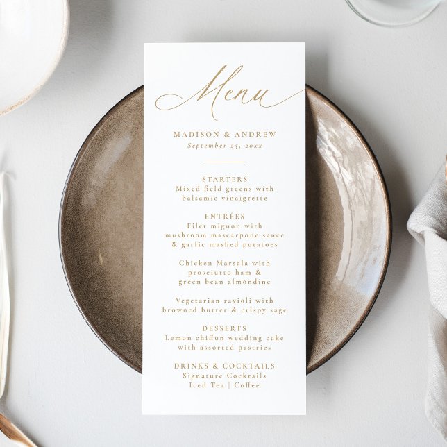 Menu Moderne Elegant Mariage de calligraphie or (Créateur téléchargé)