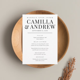 Menu Moderne Elegant Type Mariage noir et blanc