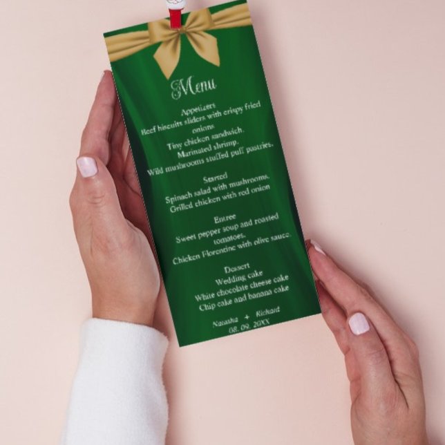 Menu moderne Emerald green et or mariage (Créateur téléchargé)