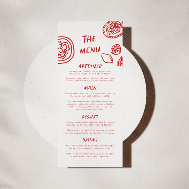 Menu Moderne Funky Retro Bold Mariage rouge (Créateur téléchargé)
