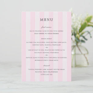 Menu Moderne mariage élégant rayures roses