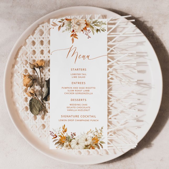 Menu Moderne Mariage en terre cuite automne élégant (Créateur téléchargé)