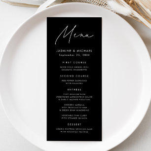 Menu Moderne Mariage Noir et Blanc Script