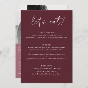 Menu moderne Merlot Mariage avec retour photo