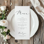 Menu Moderne minimaliste calligraphie Mariage Dîner<br><div class="desc">Découvrez l'élégance intemporelle de notre collection de Mariages minimalistes modernes à Zazzle. Découvrez des designs élégants et des lignes épurées qui apportent une touche de sophistication à votre journée spéciale. Des invitations chics à la décoration soignée, notre sélection soignée vous garantit un mariage reflet de votre style contemporain sans effort....</div>