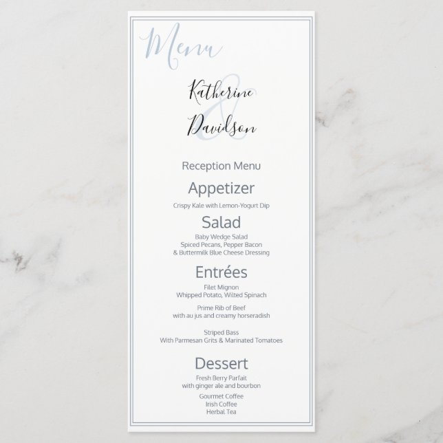 Menu Moderne minimaliste 🤵 élégant Mariage simple (Devant)