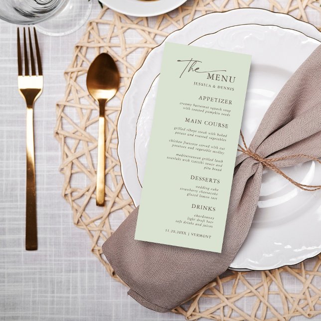 Menu Moderne minimaliste élégante calligraphie Mariage  (Créateur téléchargé)