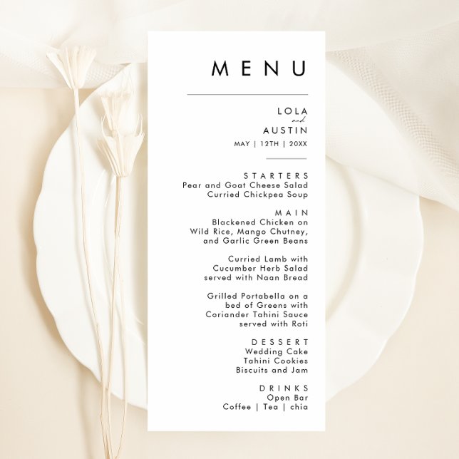Menu Moderne Minimaliste Mariage (Créateur téléchargé)