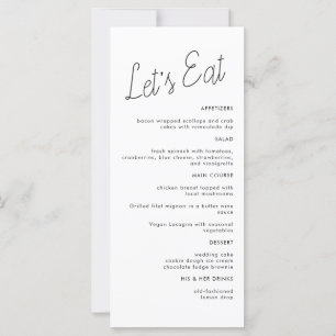 Menu Moderne Minimaliste Mariage