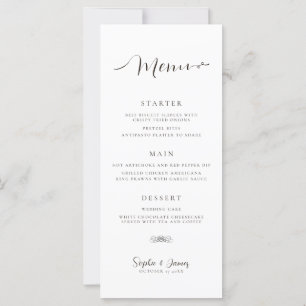 Menu Moderne minimaliste Mariage blanc
