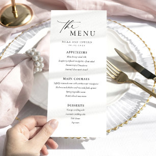 Menu moderne minimaliste Mariage noir blanc