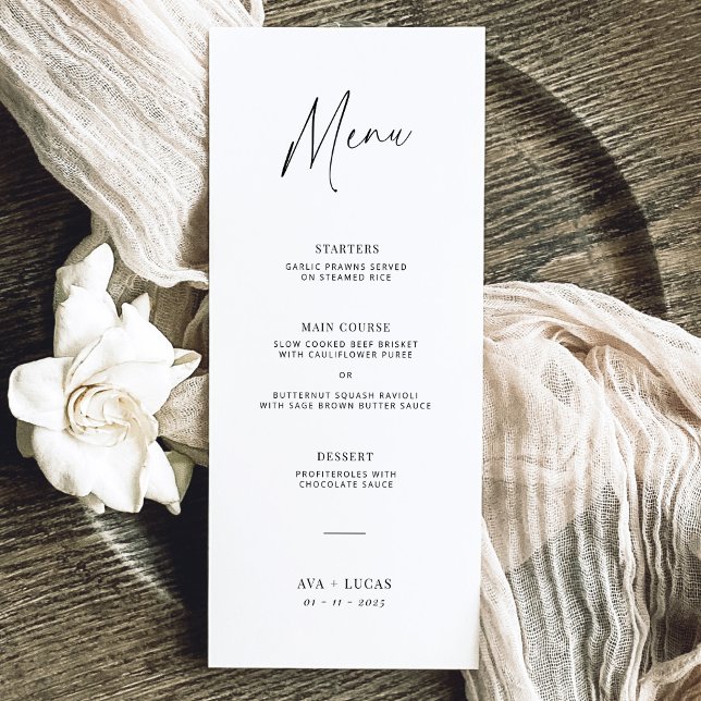 Menu Moderne minimaliste Mariage Trois Plats Dîner (Créateur téléchargé)