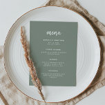 Menu Moderne minimaliste Sage Vert | MARIAGE<br><div class="desc">Cette carte de menu mariage,  élégante et minimaliste,  est dotée d'une typographie de script moderne et d'un texte sans serif épuré,  pour un design simple et élégant,  vert et blanc.</div>