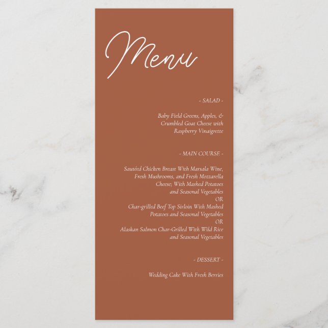 Menu moderne Modèle en terre cuite Mariage (Devant)