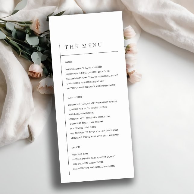 MENU MODERNE MODERNE NOIR ET BLANC MARIAGE DE TYPOGRAPH (Créateur téléchargé)