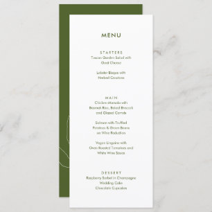 Menu Moderne Moss Green Botanical Floral Mariage
