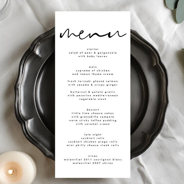 Menu moderne noir et blanc Mariage (Créateur téléchargé)