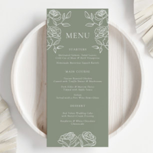 Menu Moderne Olive Green Français Rose Mariage Save Men