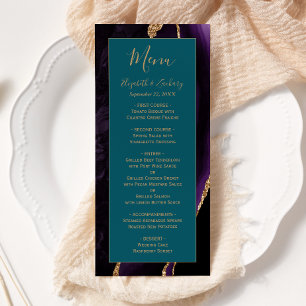 Menu Moderne Purple Gold Agate Mariage Turquoise