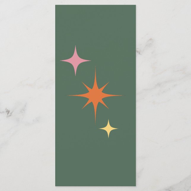 Menu Moderne Rétro Olive Vert & Mariage rose (Dos)