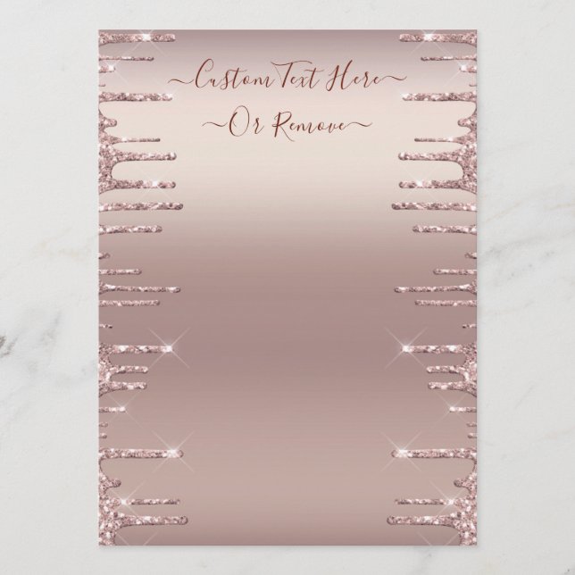 Menu Moderne Rose Gold Blush Parties scintillant É (Devant)