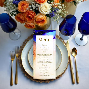Menu moderne Sapphire bleu et orange Mariage