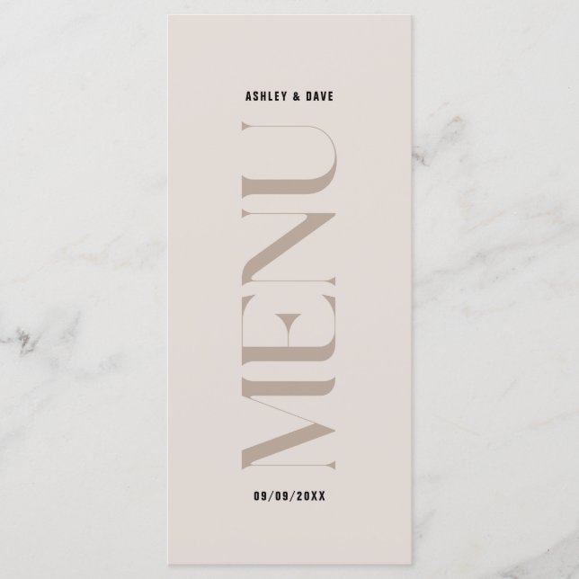 Menu Moderne Simple Beige Edge Mariage (Devant)