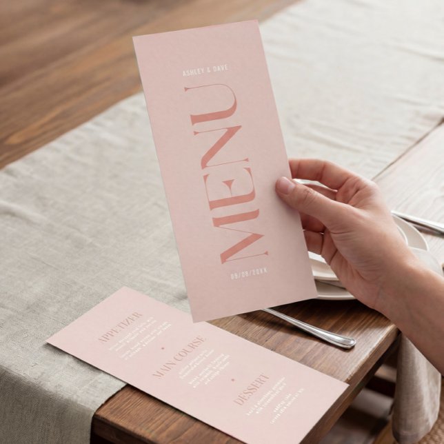Menu moderne simple Mariage de bord rose (Créateur téléchargé)